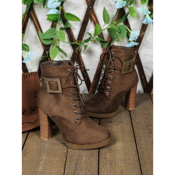 Γυναικείες μπότες με πλαϊνό φερμουάρ, σουέτ επάνω, στρογγυλή μύτη, σχέδιο κρανίου, kitten heel 4–6 cm