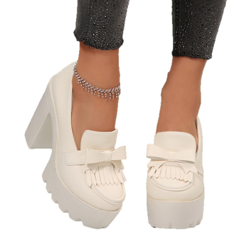 Γυναικείες γόβες δεξίωσης με chunky τακούνι πάνω από 8 cm, στρογγυλή μύτη, PU επάνω μέρος, EVA σόλα, slip-on