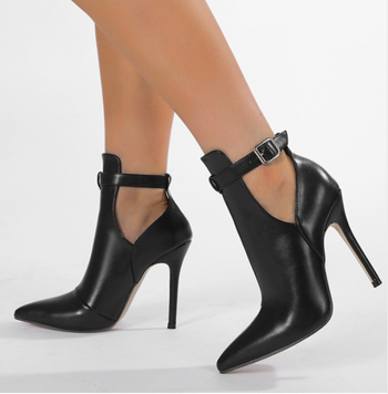 Γυναικείες Χειμερινές Μπότες με Μυτερό Δάχτυλο, Κούμπωμα με Αγκράφα, PU Επάνω Μέρος, Σόλα από Καουτσούκ, Αδιάβροχες