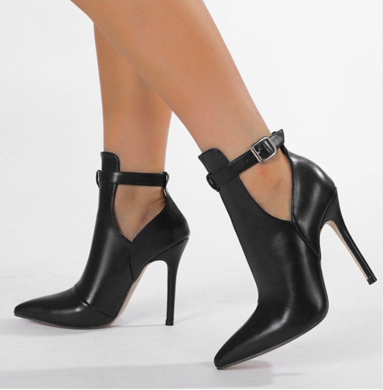 Γυναικείες Χειμερινές Μπότες με Μυτερό Δάχτυλο, Κούμπωμα με Αγκράφα, PU Επάνω Μέρος, Σόλα από Καουτσούκ, Αδιάβροχες