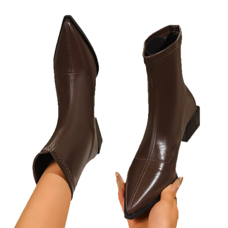 Ženske gležnjače u europskom stilu sa srednjom visinom potpetice (3–6 cm), PU gornji dio, TPR đon, srednja visina gležnja, pamučna uložak