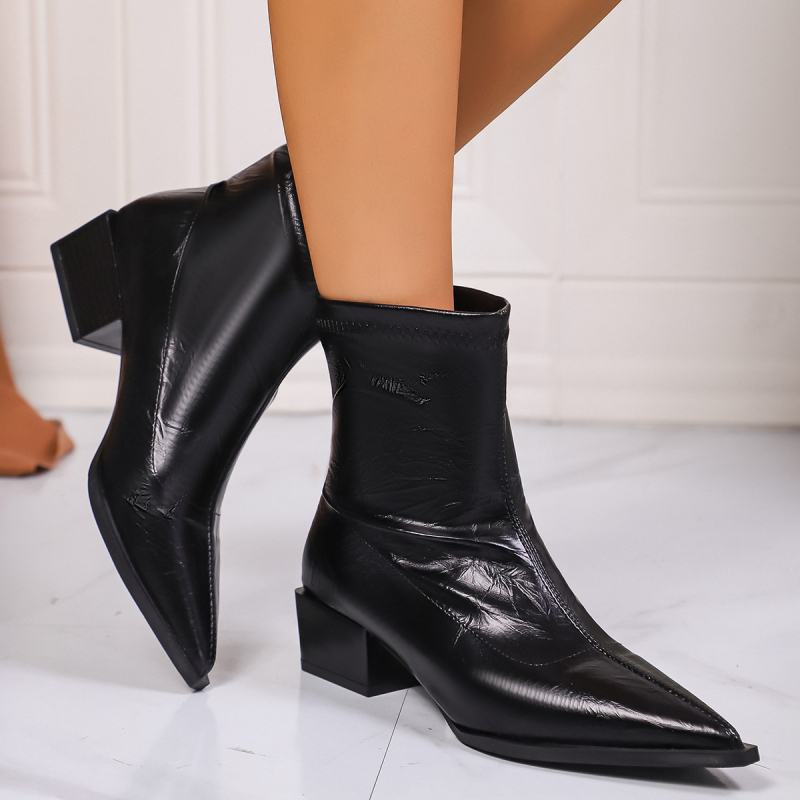 Ženske gležnjače u europskom stilu sa srednjom visinom potpetice (3–6 cm), PU gornji dio, TPR đon, srednja visina gležnja, pamučna uložak