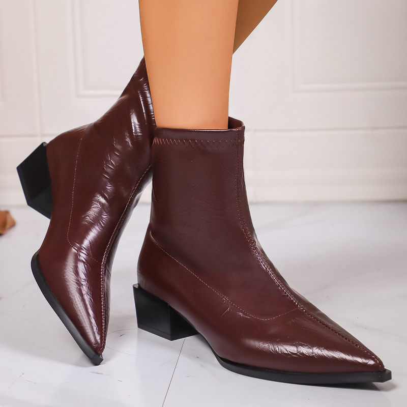 Ženske gležnjače u europskom stilu sa srednjom visinom potpetice (3–6 cm), PU gornji dio, TPR đon, srednja visina gležnja, pamučna uložak