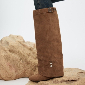 Csizmák ultramagas sarokkal, retro stílus, PU felső rész, gumí talp, Slip-On zárás