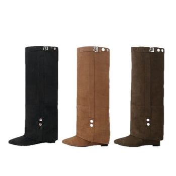 Csizmák ultramagas sarokkal, retro stílus, PU felső rész, gumí talp, Slip-On zárás