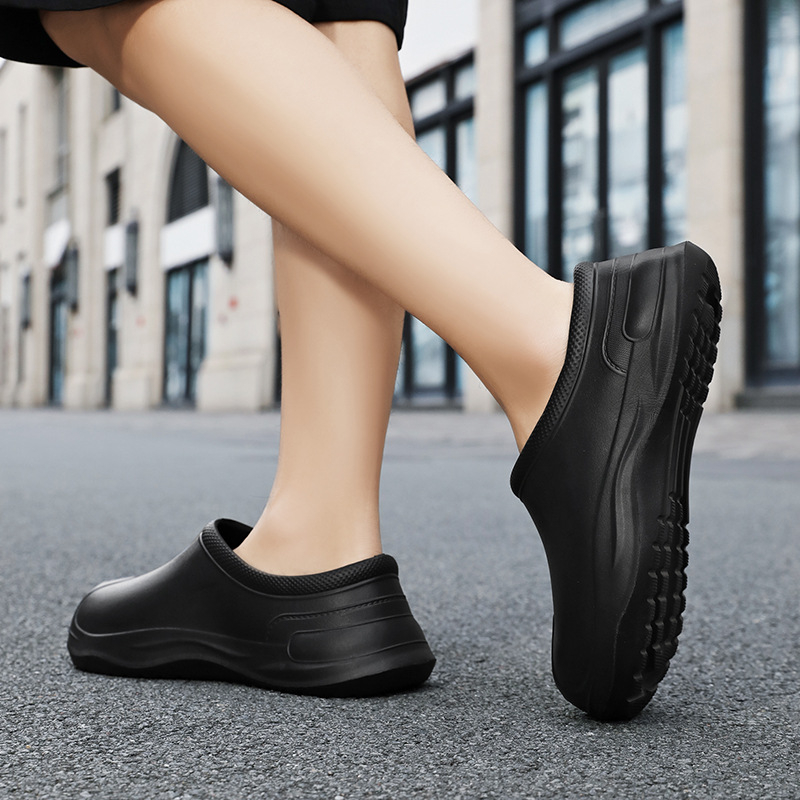 Šefų batai, uždara piršto ir atviras kulnas, sporto stilius, viršus EVA, padas EVA, Slip-On uždarymas