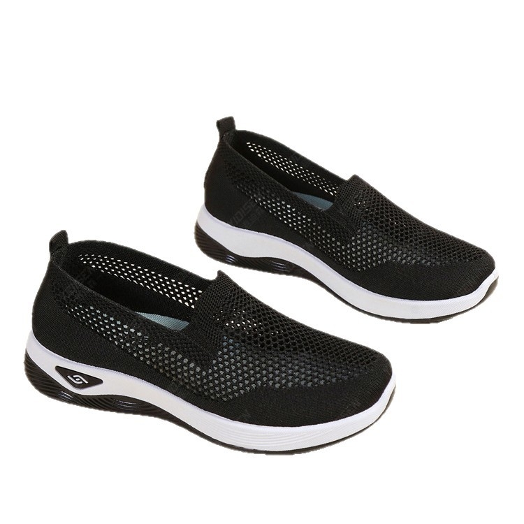 Sieviešu tīklu sporta apavi slip-on, elpojoši un viegli, zems augšdaļas dizains (augšpuse: PU; iekšējais: Super fiber; zole: dabīgais kaučuks; aizvērums: slip-on)