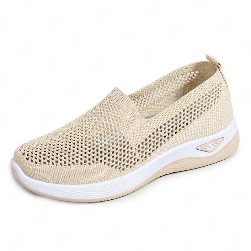 Sieviešu tīklu sporta apavi slip-on, elpojoši un viegli, zems augšdaļas dizains (augšpuse: PU; iekšējais: Super fiber; zole: dabīgais kaučuks; aizvērums: slip-on)