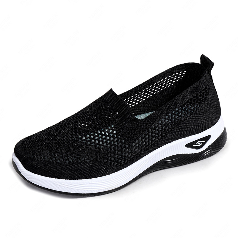 Sieviešu tīklu sporta apavi slip-on, elpojoši un viegli, zems augšdaļas dizains (augšpuse: PU; iekšējais: Super fiber; zole: dabīgais kaučuks; aizvērums: slip-on)