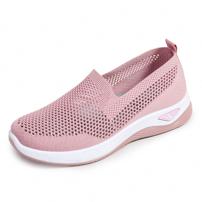 Sieviešu tīklu sporta apavi slip-on, elpojoši un viegli, zems augšdaļas dizains (augšpuse: PU; iekšējais: Super fiber; zole: dabīgais kaučuks; aizvērums: slip-on)