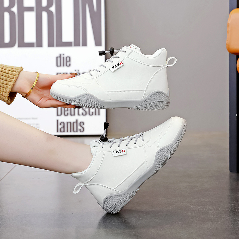 Pantofi sport casual pentru femei - partea superioară PU, vârf rotund, toc mic 1–3 cm, impermeabili și rezistenți la uzură, fără șireturi