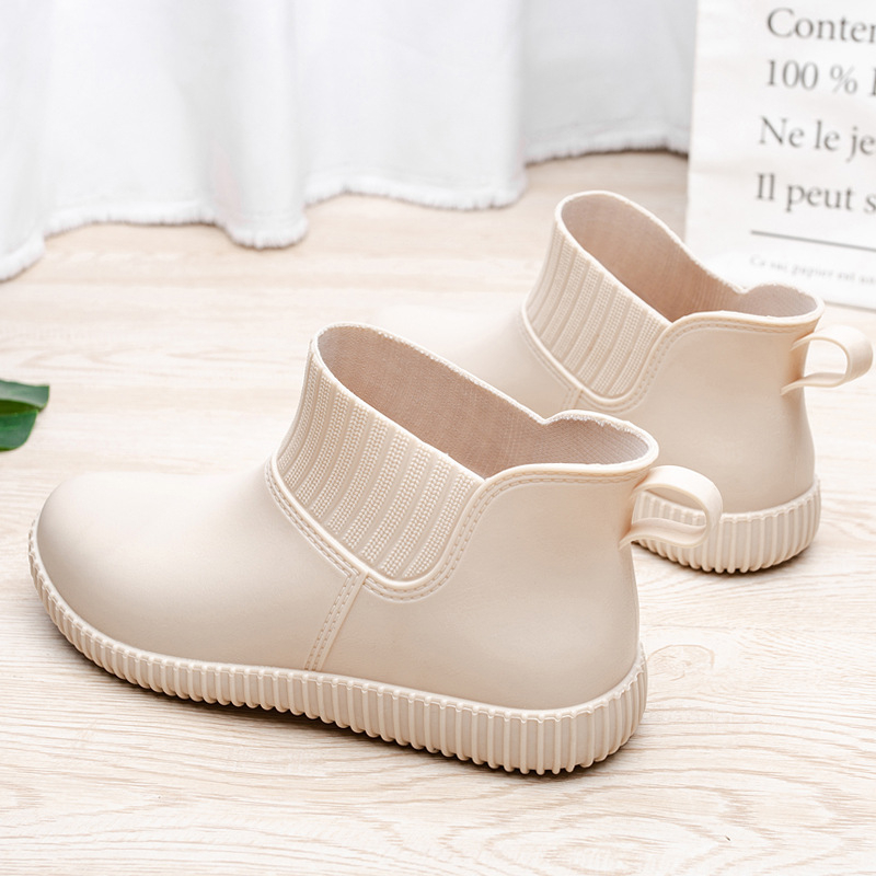 Moteriški lietaus batai japonų stiliaus, žemas kulkšnies aukštis, PVC viršus, atsparūs vandeniui, vienos dalies formuota neslydima padas