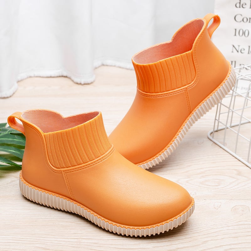 Moteriški lietaus batai japonų stiliaus, žemas kulkšnies aukštis, PVC viršus, atsparūs vandeniui, vienos dalies formuota neslydima padas