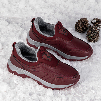 Unisex slip-on παπούτσια για το χειμώνα, με επάνω μέρος από συνθετικό δέρμα, στρογγυλή μύτη