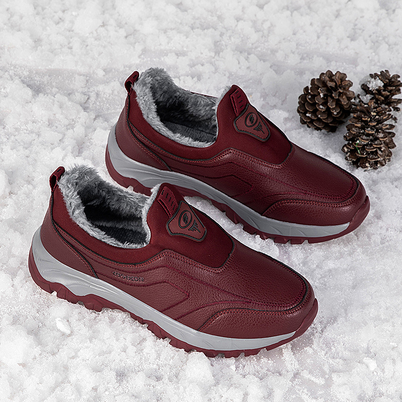 Unisex slip-on παπούτσια για το χειμώνα, με επάνω μέρος από συνθετικό δέρμα, στρογγυλή μύτη