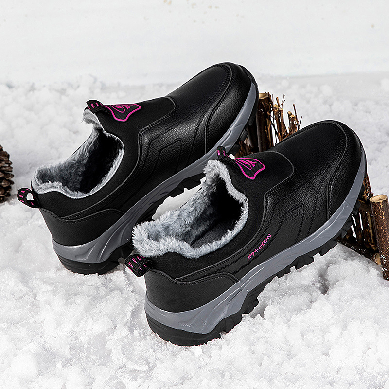 Unisex slip-on παπούτσια για το χειμώνα, με επάνω μέρος από συνθετικό δέρμα, στρογγυλή μύτη