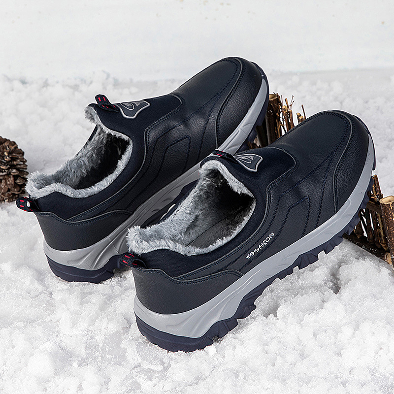 Unisex slip-on παπούτσια για το χειμώνα, με επάνω μέρος από συνθετικό δέρμα, στρογγυλή μύτη