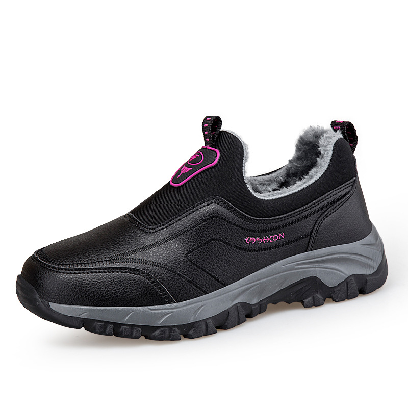 Unisex slip-on παπούτσια για το χειμώνα, με επάνω μέρος από συνθετικό δέρμα, στρογγυλή μύτη