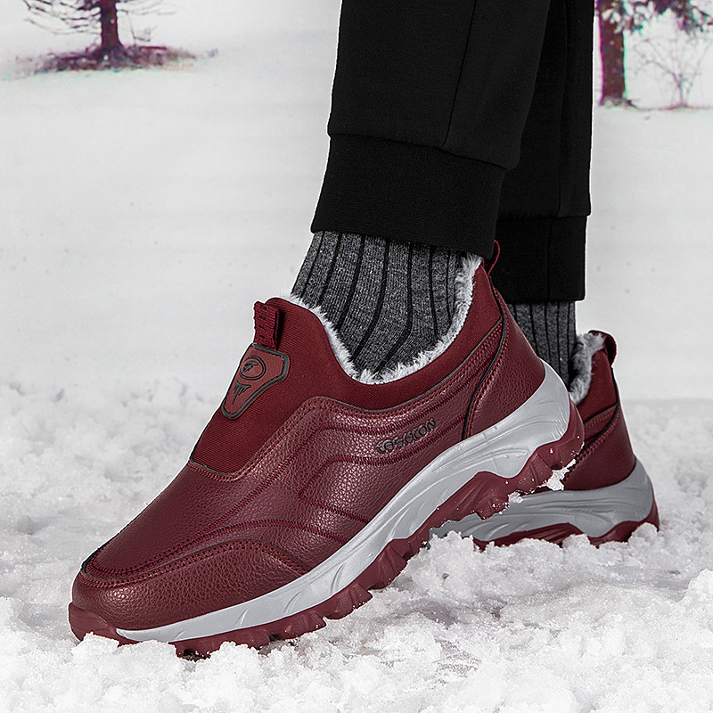 Unisex slip-on παπούτσια για το χειμώνα, με επάνω μέρος από συνθετικό δέρμα, στρογγυλή μύτη