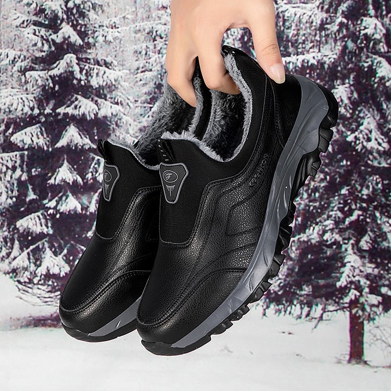 Unisex slip-on παπούτσια για το χειμώνα, με επάνω μέρος από συνθετικό δέρμα, στρογγυλή μύτη