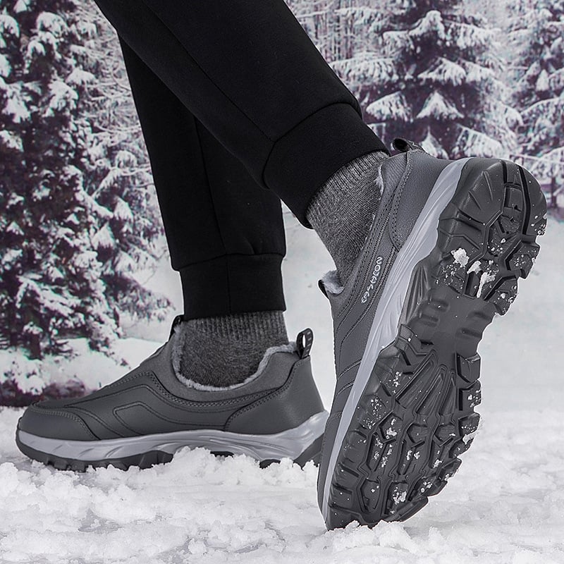 Unisex slip-on παπούτσια για το χειμώνα, με επάνω μέρος από συνθετικό δέρμα, στρογγυλή μύτη