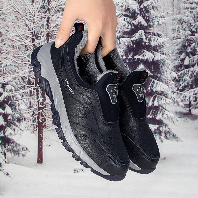 Unisex slip-on παπούτσια για το χειμώνα, με επάνω μέρος από συνθετικό δέρμα, στρογγυλή μύτη