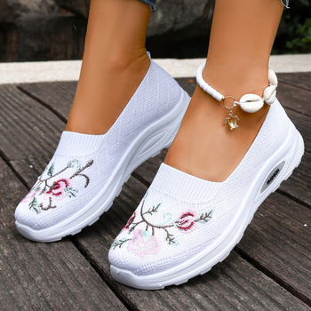 Mocasini pentru femei (vârf rotund, exterior textil, talpă din cauciuc, slip-on, toc mediu 3–5 cm)