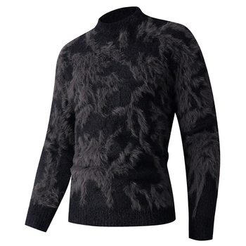 Пуловер от плетиво с жакардов модел, дебела полиестерова тъкан, стойкова яка, дълги ръкави, 95% полиестер състав