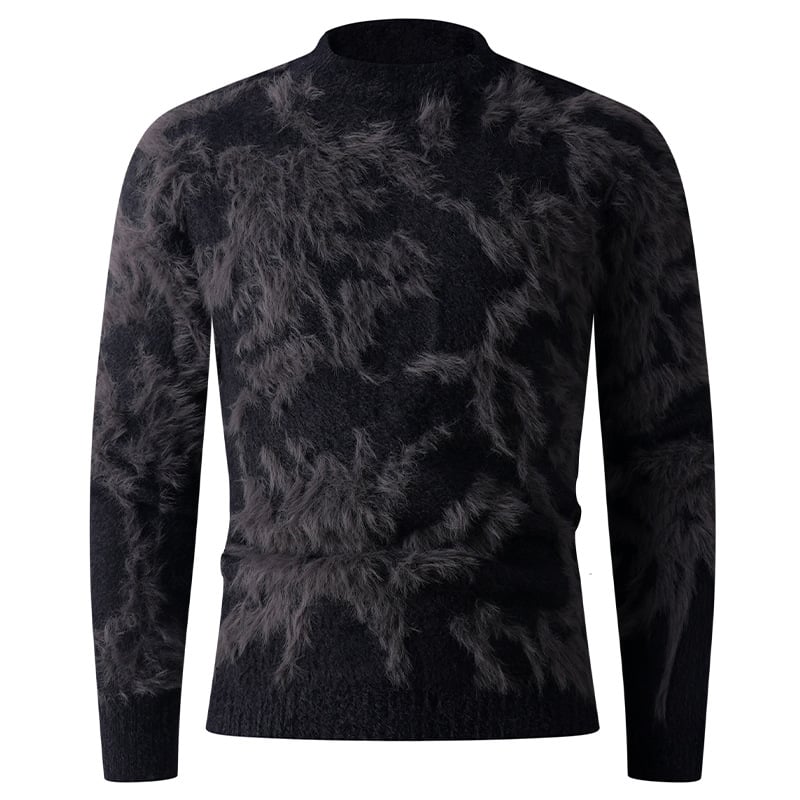 Džemper od pletenine s jacquard uzorkom, debela poliester tkanina, stojeći ovratnik, dugi rukav, 95% poliester sastav