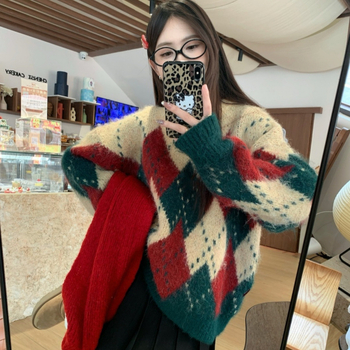 Γυναικείος πλεκτός πουλόβερ με στρογγυλό λαιμό — ακρυλικό ύφασμα, 95%+ σύνθεση, flutter μανίκια, extra-μακριά μανίκια, φθινόπωρο 2025