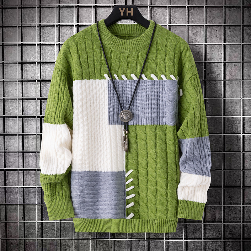 Pletena majica s color-block dizajnom, slobodan kroj, okrugli izrez, 45% najlon smjesa