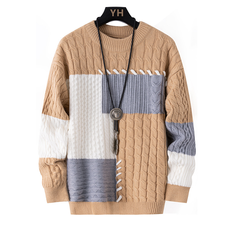 Pletena majica s color-block dizajnom, slobodan kroj, okrugli izrez, 45% najlon smjesa