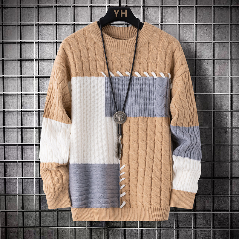 Pletena majica s color-block dizajnom, slobodan kroj, okrugli izrez, 45% najlon smjesa