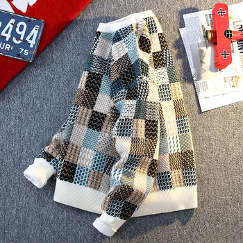 Muški pleteni džemper – okrugli ovratnik, dugi rukavi, jacquard pletenina, smjesa sintetičkih vlakana s 42% akrila, srednja debljina