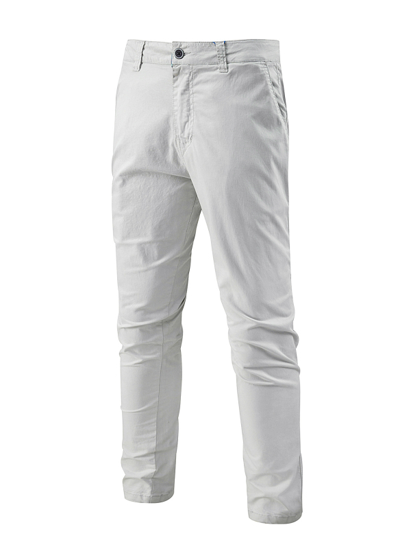 Ανδρικά καθημερινά παντελόνια, ίσια γραμμή, μονόχρωμα, βαμβακερό ύφασμα, επένδυση από βαμβάκι