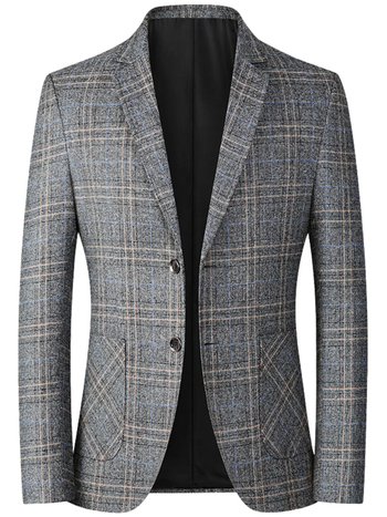 Casual καρό Slim-Fit Μπλέιζερ — Λάπελ, Μονόμπορτ, Στυλ Μετακίνησης