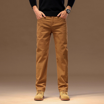 Ανδρικές καθημερινές βαμβακερές παντελόνες με ίσια γραμμή, μεσαία μέση, κλείσιμο με κουμπιά