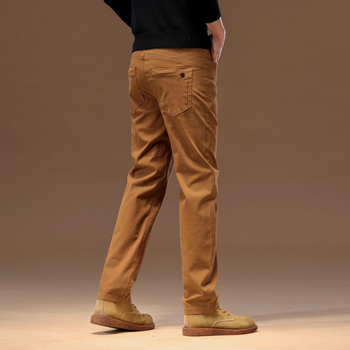 Ανδρικές καθημερινές βαμβακερές παντελόνες με ίσια γραμμή, μεσαία μέση, κλείσιμο με κουμπιά