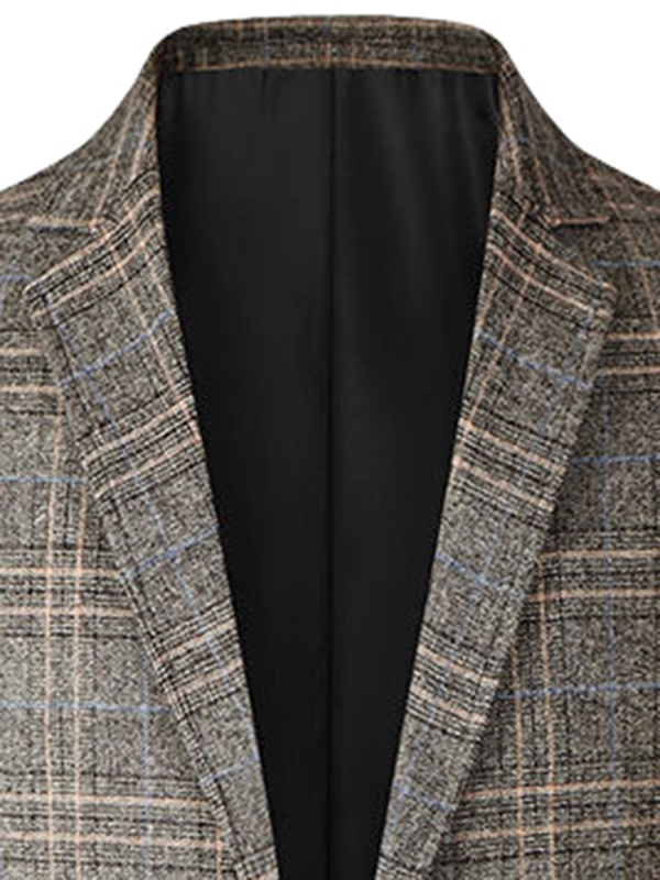 Αμερικανικού στυλ ανδρικό σακάκι καρό, slim-fit, πέτο, μονοκουμπωτο, πολυεστέρας