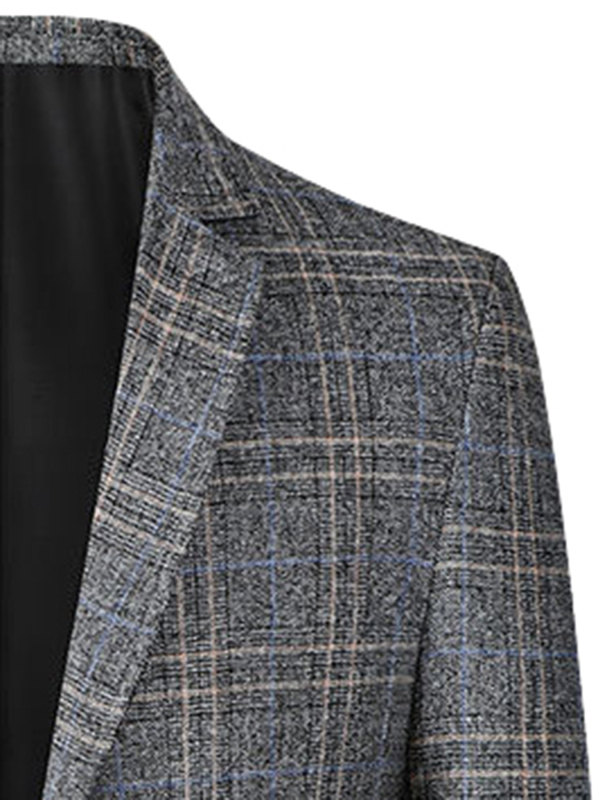 Αμερικανικού στυλ ανδρικό σακάκι καρό, slim-fit, πέτο, μονοκουμπωτο, πολυεστέρας