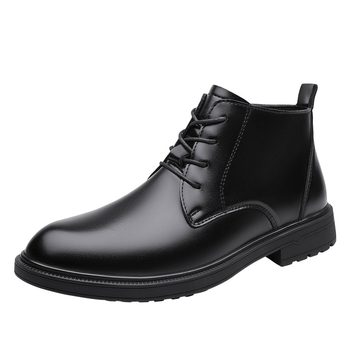 Ανδρικά μποτάκια Μαρτίν από δέρμα κορυφαίας ποιότητας, με ψηλό σωλήνα, σόλα από καουτσούκ, στρογγυλή μύτη, χαμηλό τακούνι 1-3 cm