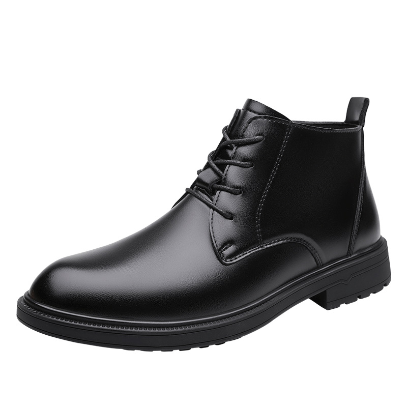 Ανδρικά μποτάκια Μαρτίν από δέρμα κορυφαίας ποιότητας, με ψηλό σωλήνα, σόλα από καουτσούκ, στρογγυλή μύτη, χαμηλό τακούνι 1-3 cm