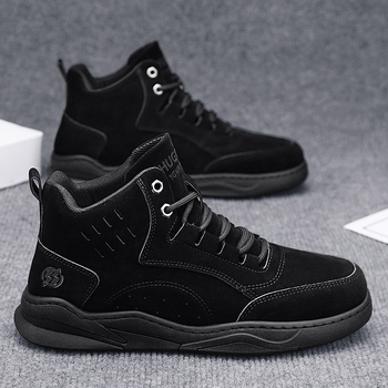 Muške cipele u Martens stilu — velur gornji dio, okrugli vrh, niski shaft, povećanje visine, protuklizna podloga