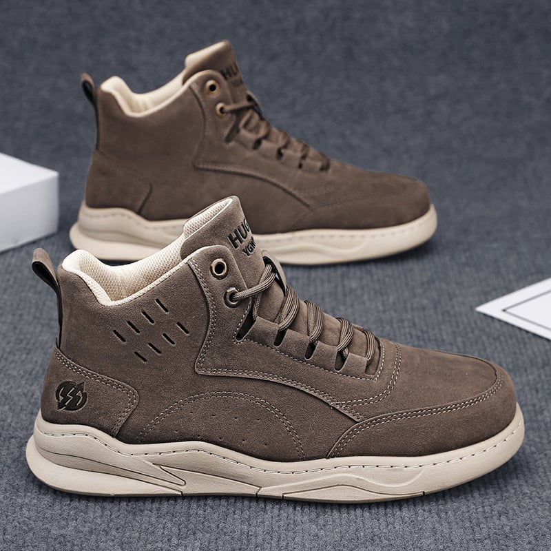 Muške cipele u Martens stilu — velur gornji dio, okrugli vrh, niski shaft, povećanje visine, protuklizna podloga