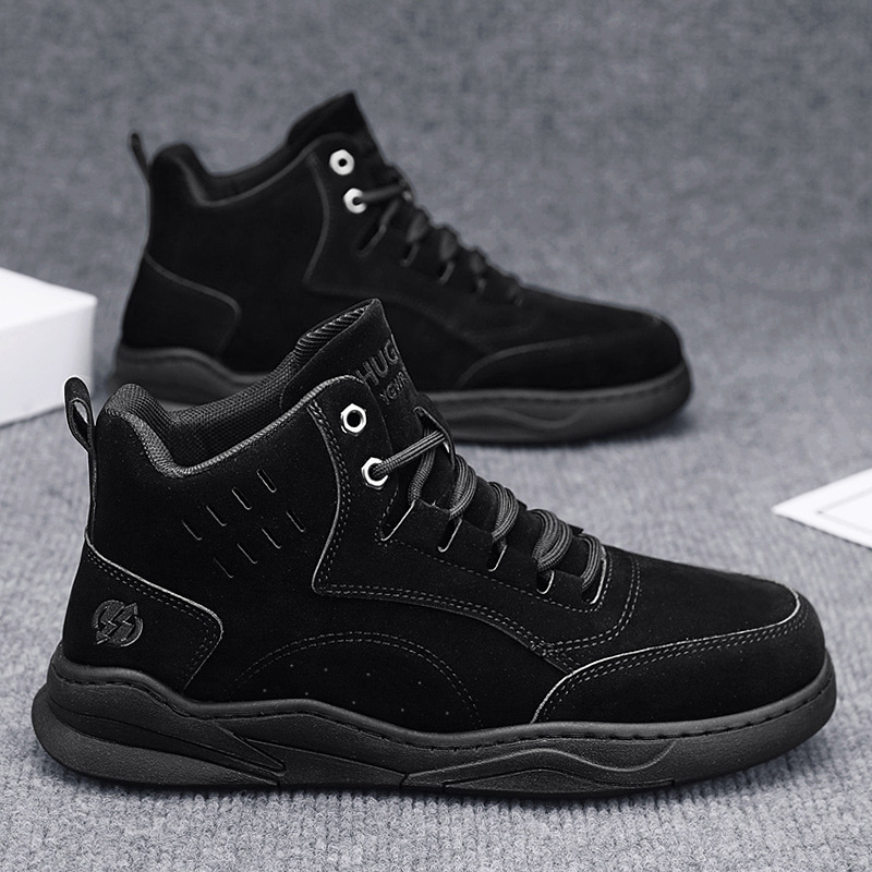 Muške cipele u Martens stilu — velur gornji dio, okrugli vrh, niski shaft, povećanje visine, protuklizna podloga