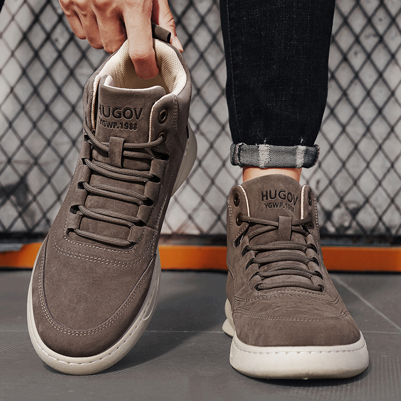 Muške cipele u Martens stilu — velur gornji dio, okrugli vrh, niski shaft, povećanje visine, protuklizna podloga