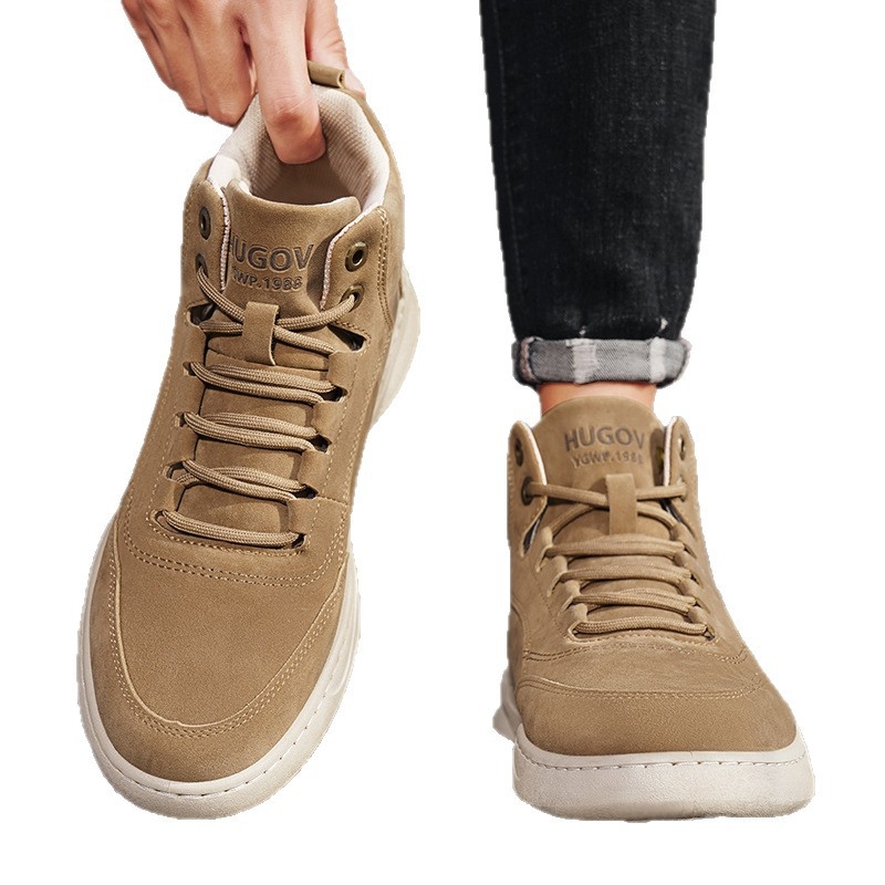 Muške cipele u Martens stilu — velur gornji dio, okrugli vrh, niski shaft, povećanje visine, protuklizna podloga