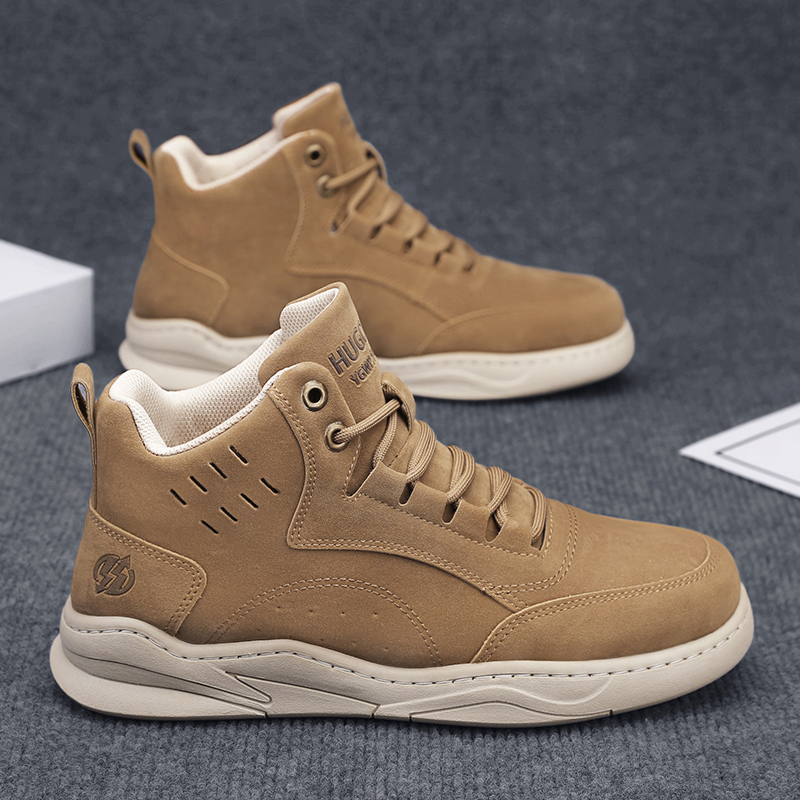 Muške cipele u Martens stilu — velur gornji dio, okrugli vrh, niski shaft, povećanje visine, protuklizna podloga