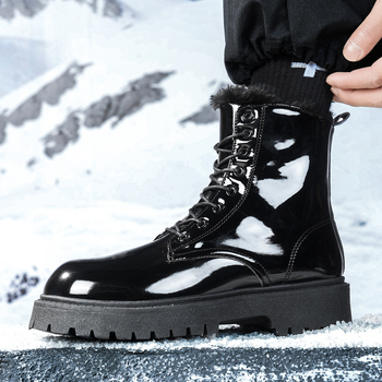 Ανδρικά μποτάκια Martin με ψηλό επάνω μέρος, επένδυση από τεχνητή γούνα, σόλα PVC, χειμερινά μποτάκια για χιόνι