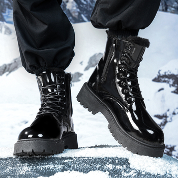 Ανδρικά μποτάκια Martin με ψηλό επάνω μέρος, επένδυση από τεχνητή γούνα, σόλα PVC, χειμερινά μποτάκια για χιόνι